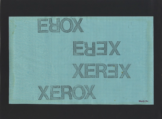 Eduardo Kac, "2x3X" (1982), Xerox on blue tissue paper over graph paper mounted on black cardboard, Height 11.8 in.; Width 15.7 in/ Height 30 cm; Width 40 cm,Coleção Ana Eliza e Paulo Setúbal, São Paulo