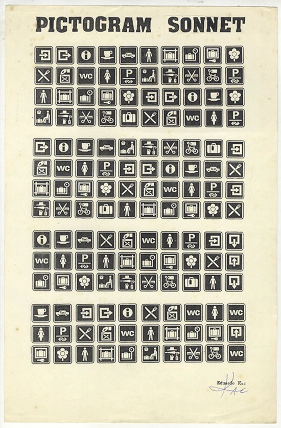 Eduardo Kac, "Pictogram Sonnet" (1982), Xerox, Height 13 in; Width 8.5 in/ Height 33 cm; Width 21.5 cmPrivate Collection, London