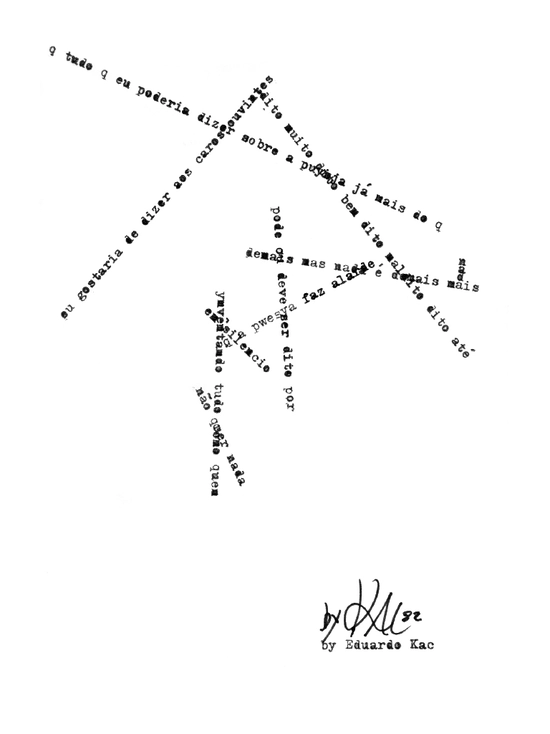 Eduardo Kac, "Tudo," typewriting, 1982, 5.8×8.15 inches (14.7×20.7 cm). Photo by Belisario Franca.