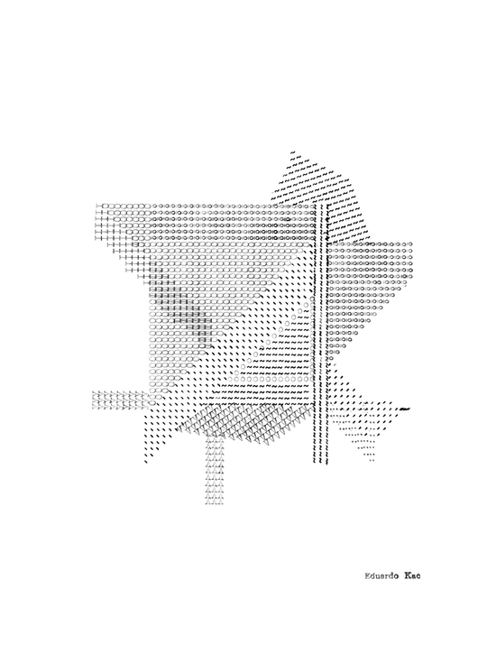 Eduardo Kac, "Untitled VI," typewriting, 1981, 8.27×11.69 inches (21×29.7 cm). Photo by Belisario Franca.