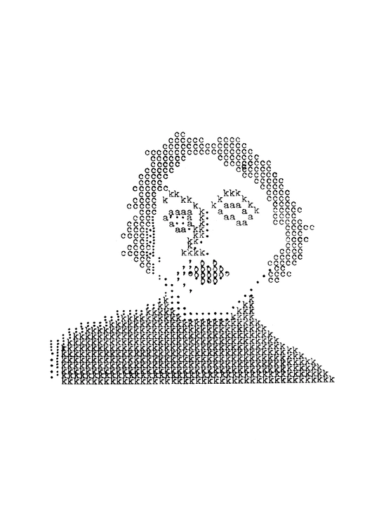 Eduardo Kac, "Self-Portrait," typewriting, 1981, 5.4×5 inches (13.7×12.7 cm). Photo by Belisario Franca.