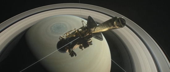 Image source: NASA/JPL-Caltech. NASA launched the mission in 1997 and the Cassini space probe arrived at Saturn in 2004. On September 15, 2017, it deliberately dived into Saturn's atmosphere, burning up and disintegrating. https://www.jpl.nasa.gov/videos