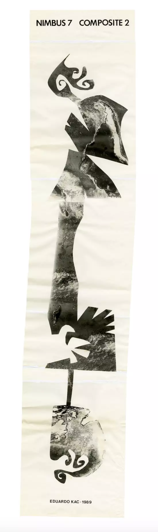 Eduardo Kac, Nimbus 7 Composite, collage on white paper for fax transmission, 40.7"x 8.4" (103,5 x 21,5 cm), 1989.